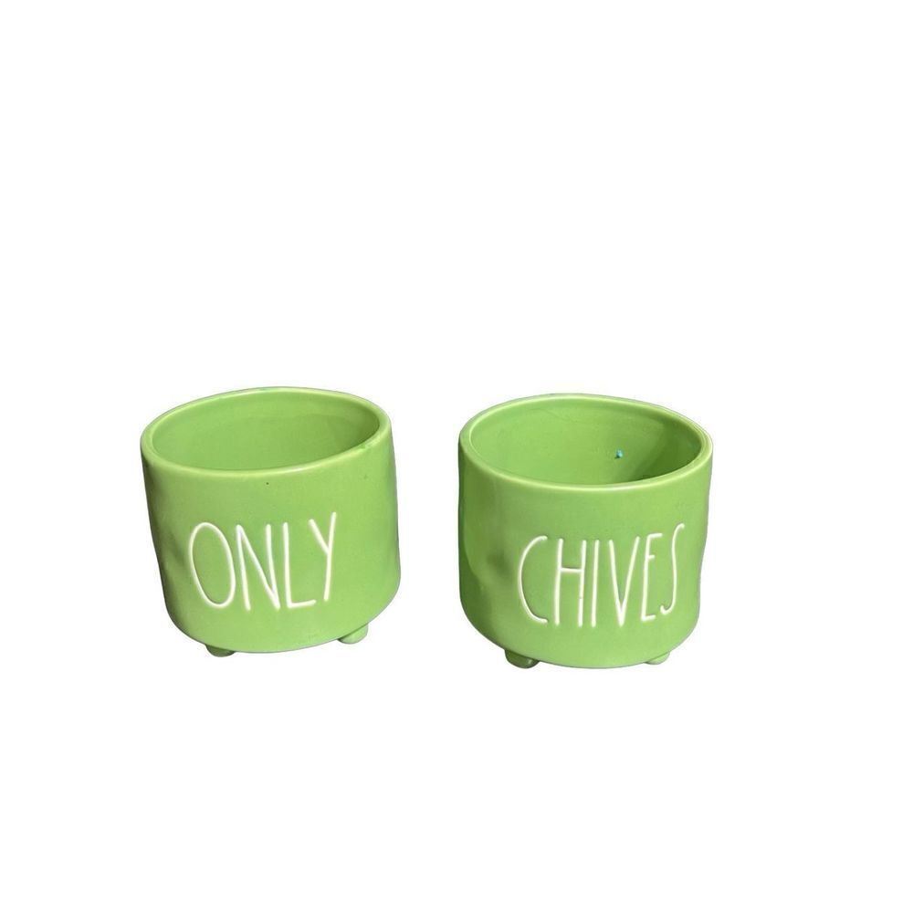 Rae Dunn Green Only Chives Planters Garden Pots